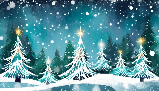 christmas trees snow holiday background