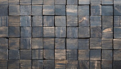 black antharcite wooden texture with square cubes mosaic background panorama banner long