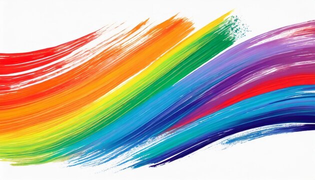 colorful rainbow paint brush stroke isolated on white background