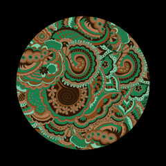 Hand draw illustration with arabic, oriental, indian motiv. Traditional ornament, paisley 