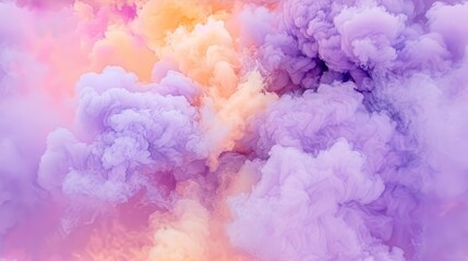 Fototapeta premium a very colorful cloud of smoke on a white background with a pink and yellow hue in the middle of the image.