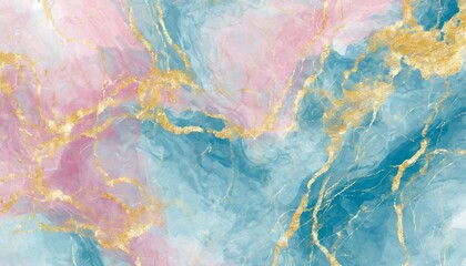 abstract watercolor paint background illustration web design soft blue pink pastel color waves and gold lines with liquid fluid marbled paper texture banner texture - obrazy, fototapety, plakaty