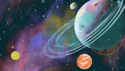 galactic space background with stars and planets