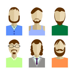 Vector illustration of men's silhouettes in flat style. different styles of life