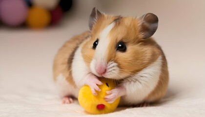 A Hamster Cuddling With Its Favorite Toy Upscaled 2