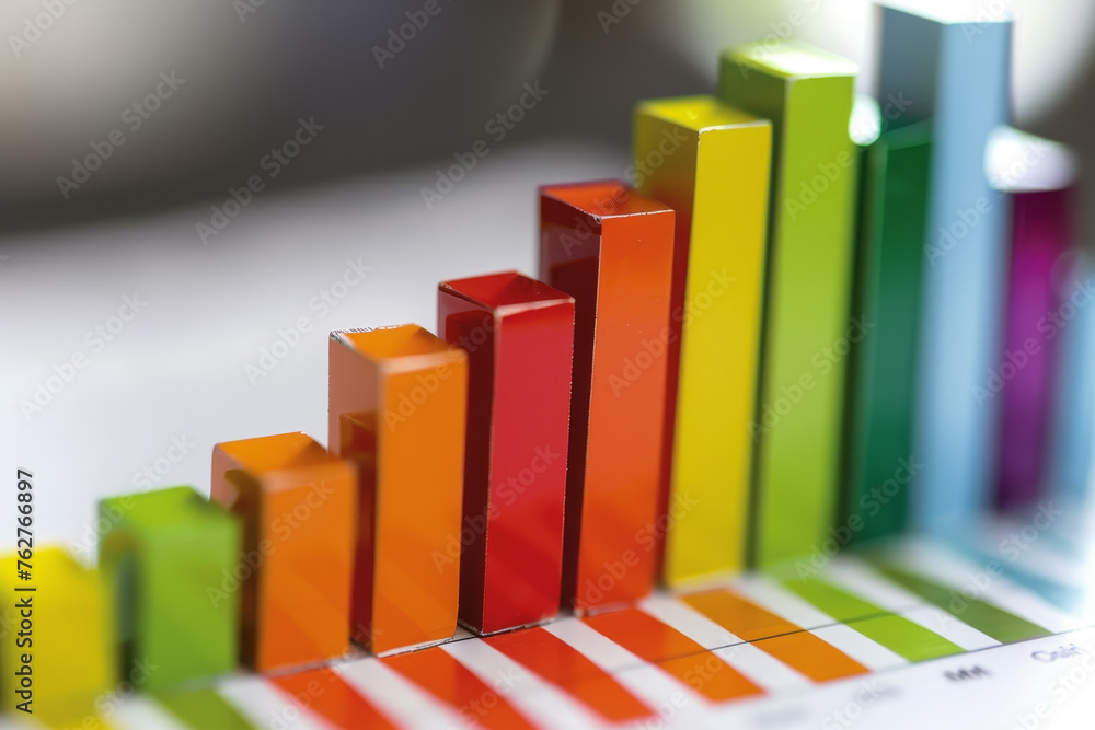 Poster an abstract business background featuring a close-up of a bar graph