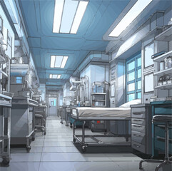 Modern anime Laboratory Interior with High-Tech Equipment vector