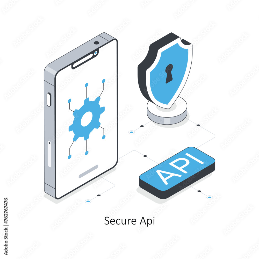 Poster secure api isometric stock illustration. eps file stock illustration.