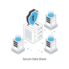 Secure Data Share isometric stock illustration. EPS File stock illustration.
