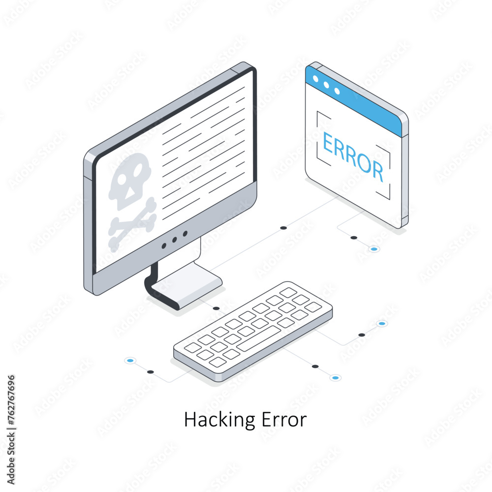 Poster hacking error isometric stock illustration. eps file stock illustration.