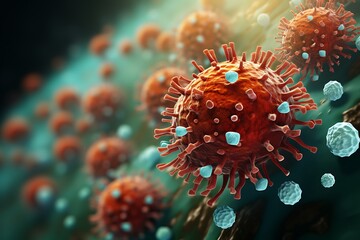 3d render of virus in abstract background. Coronavirus concept - obrazy, fototapety, plakaty
