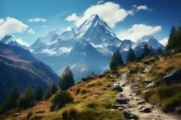 Beautiful mountain landscape in Himalayas, Annapurna Circuit Trek, Nepal