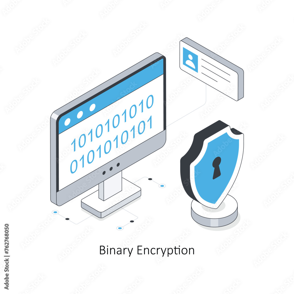 Poster binary encryption isometric stock illustration. eps file stock illustration.
