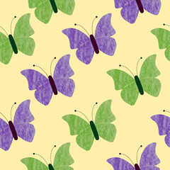 Butterflies flying, lady bug, insect seamless pattern vector scattered repeat for fashion, fabric, wallpaper