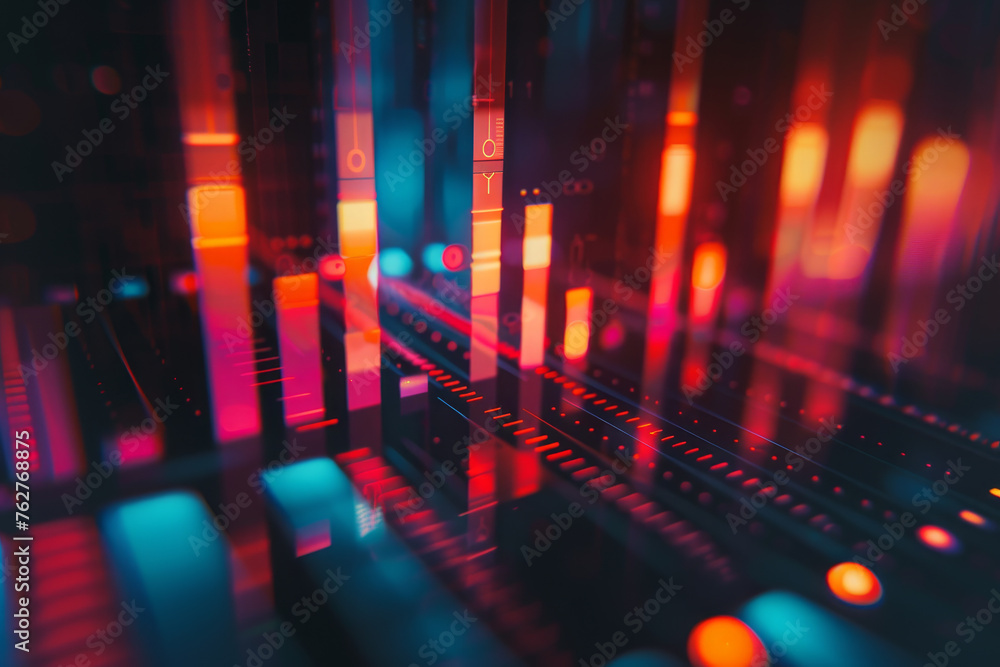 Poster an abstract business background featuring a close-up of a bar graph