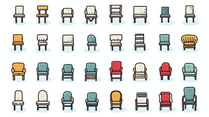 Chair doodle icons collection in vector. Doodle cha