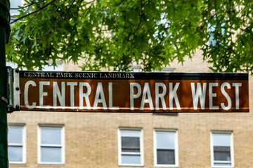 Poster of Central Park West, which is a public urban park located in the metropolitan district of Manhattan, in the heart of the Big Apple in New York City (USA).