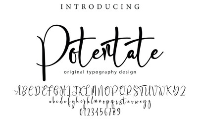 Potentate Font Stylish brush painted an uppercase vector letters, alphabet, typeface - obrazy, fototapety, plakaty
