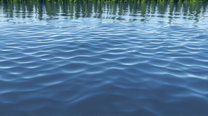 Fototapeta premium a body of water with ripples in the water and trees on the other side of the water and grass on the other side of the water.