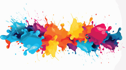 Colorful ink splashes. Paint splatters on bright ma