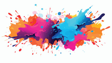 Colorful ink splashes. Paint splatters on bright ma