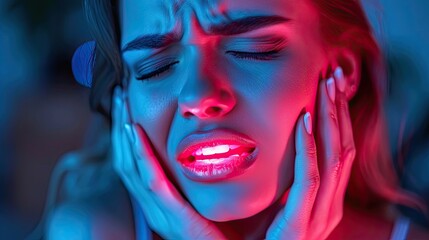A person suffering from a severe toothache - obrazy, fototapety, plakaty