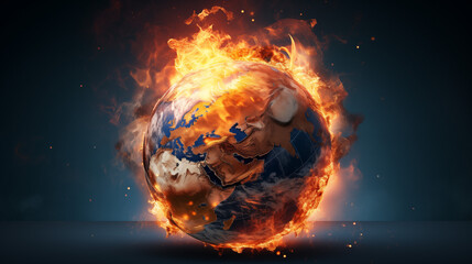 Burning Globe, concept climate change - obrazy, fototapety, plakaty