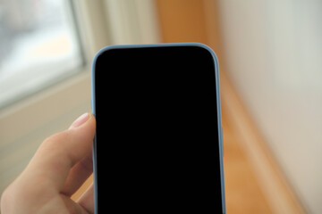 phone in hand mobile cell digital data technology work banking consumer finance marketing graphic resource green screen black interface home 