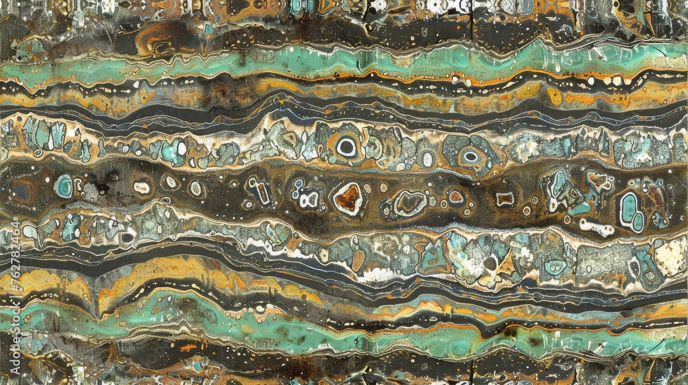 Aufkleber a close up of a piece of art that looks like it has many different colors of paint and shapes on it.