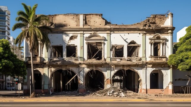 Maputo City, Mozambique: Colonial building in ruins, built in 1914, in downtown Maputo city, former Loureno Marques, Mozambique.


