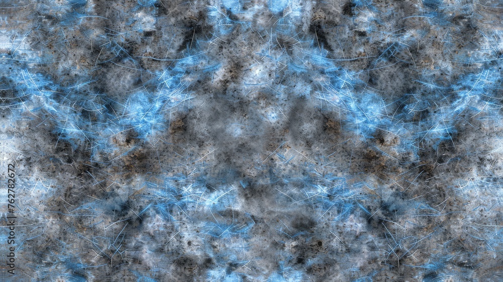 Poster a picture of a blue and gray background with a black and white design on the bottom of the image and