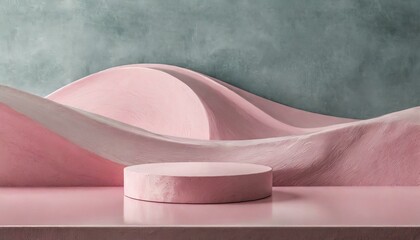 3D representation of a pedestal for product presentation in pink