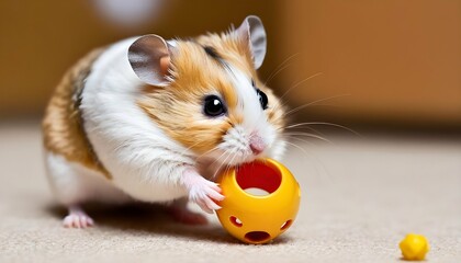 A Hamster Playing With A Jingly Bell Toy Upscaled 2
