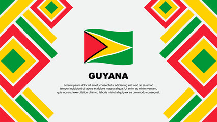 Guyana Flag Abstract Background Design Template. Guyana Independence Day Banner Wallpaper Vector Illustration. Guyana - Powered by Adobe