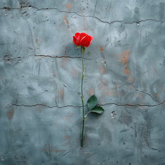 Red flower on the wall