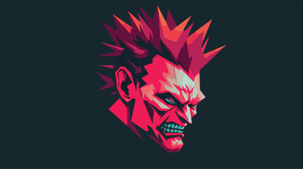 Devil head illustration. Punk with mohawk. Nightmar