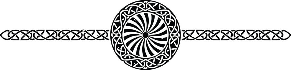 Ornate Celtic Pattern Circle Header with Viking Spiral - obrazy, fototapety, plakaty