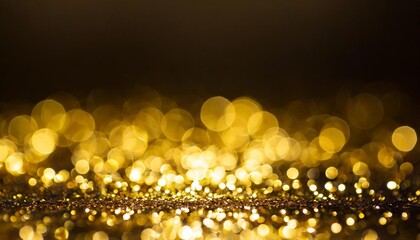 dark abstract gold bokeh sparkle on black background