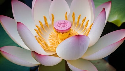 A Close Up Of A Blooming Lotus Flower With Its Pr Upscaled 4 - Powered by Adobe