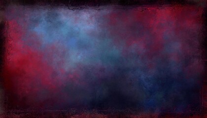 dark abstract blue red and purple background with old grunge texture and dark cloudy borders in...