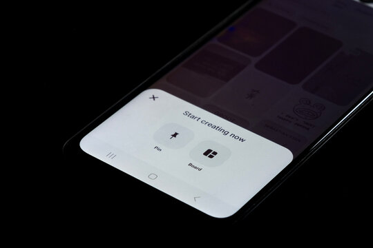 Pinterest pin or board screen on Android phone, using Pinterest app, smartphone screen with black background: Istanbul, Turkey - 12.03.24