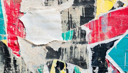 abstract torn paper poster on the wall for background texture the rough pattern of the street art material ruined placard poster for street design element