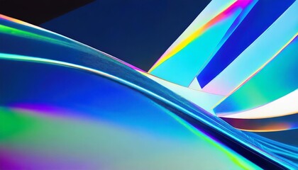 futuristic abstract minimal background of bluish tones spectrum of refracting colors iridescent luminous colors that seem to change when seen from different angles - obrazy, fototapety, plakaty