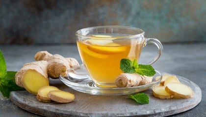 Soothing Sip: Glass Cup of Ginger Tea