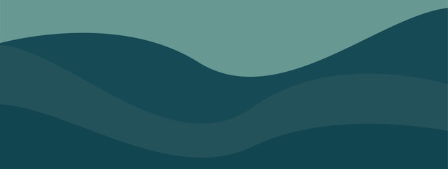 Fototapeta premium Minimalist abstract green background. Layered vector in wavy style.