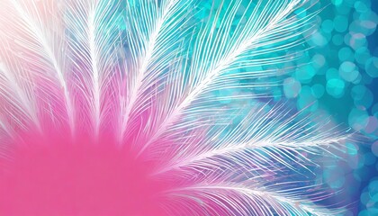 beautiful feathered surprise special occasion pink blue background ideal for a birthday new baby anniversary new year announcement flowing background with copy space and off centre white light burst - obrazy, fototapety, plakaty