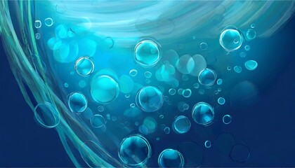underwater background blue air bubbles abstract - obrazy, fototapety, plakaty