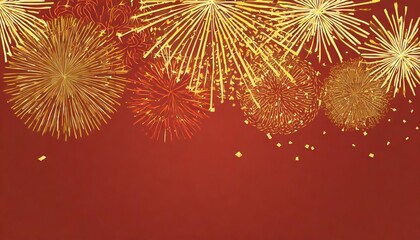 chinese new year background with golden fireworks on red background flat style design concept for holiday banner chinese new year celebration background decoration
