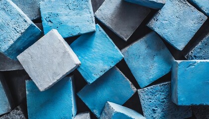 abstract blue painted concrete cement stone square cubes texture background banner panorama