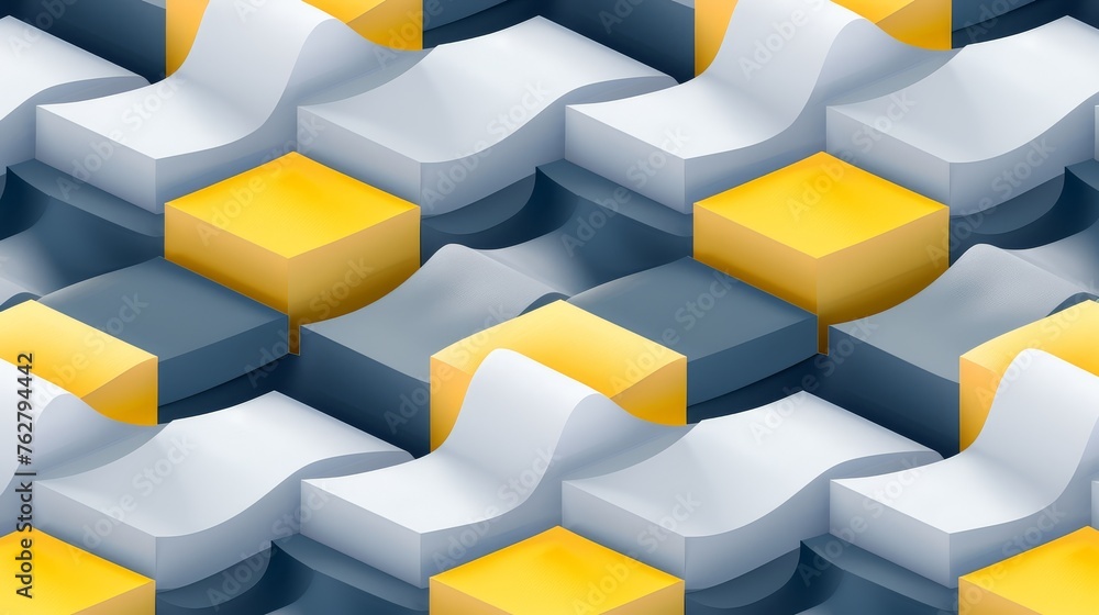 Poster a bunch of white and yellow squares with a yellow square in the middle of the middle of the rows of 